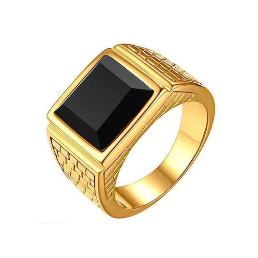 "Black Stone" Goudkleurige Ring