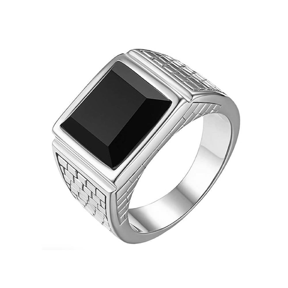 "Black Stone" Zilverkleurige Ring