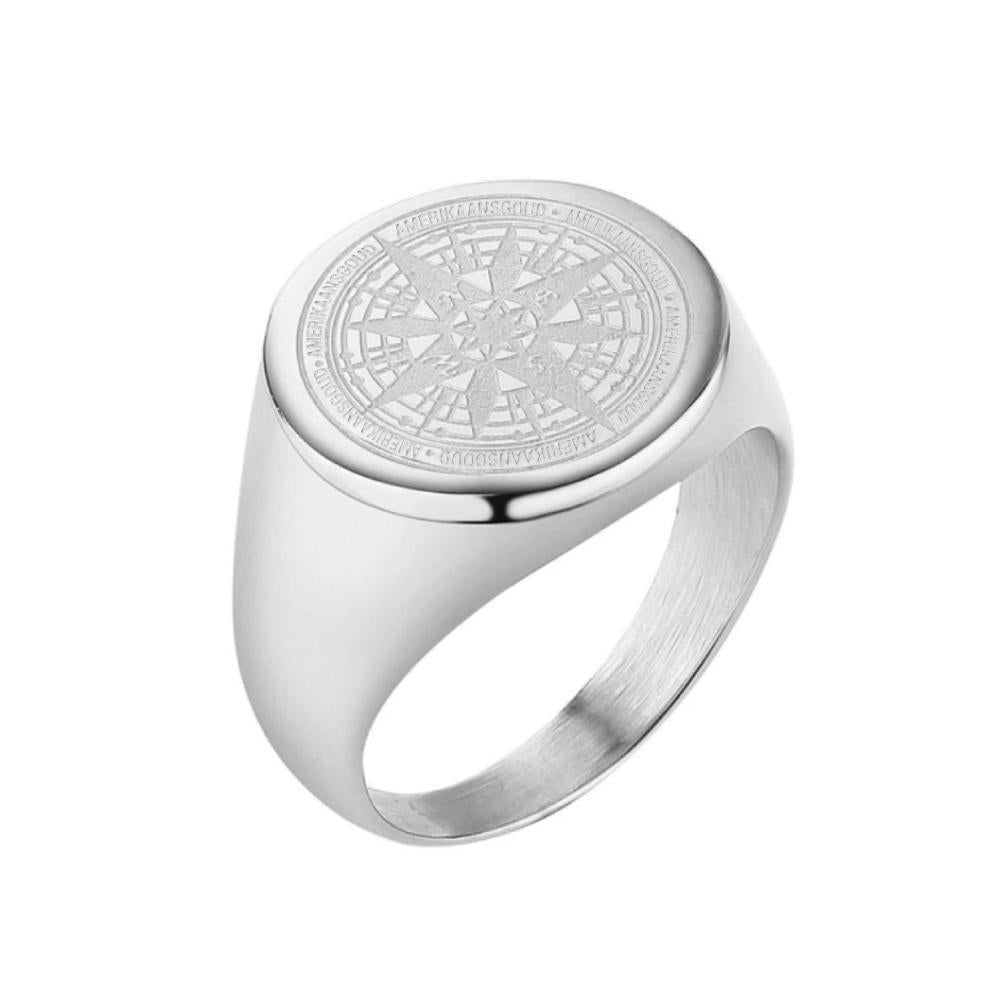 "Compass" Zilverkleurige Ring