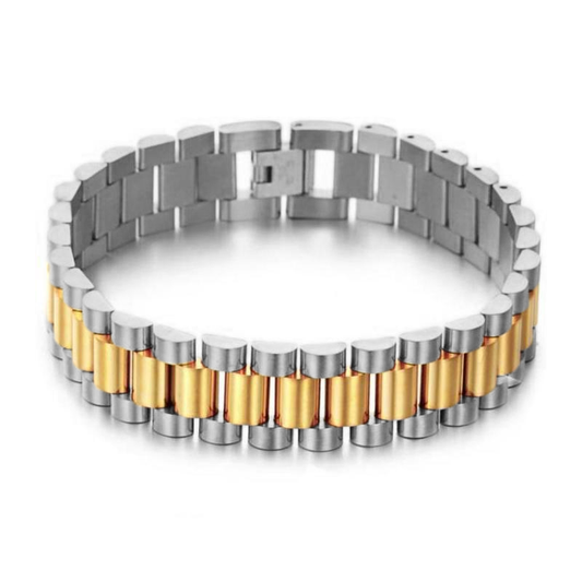 "Presidento" Zilver & Goudkleurige Armband (15mm)